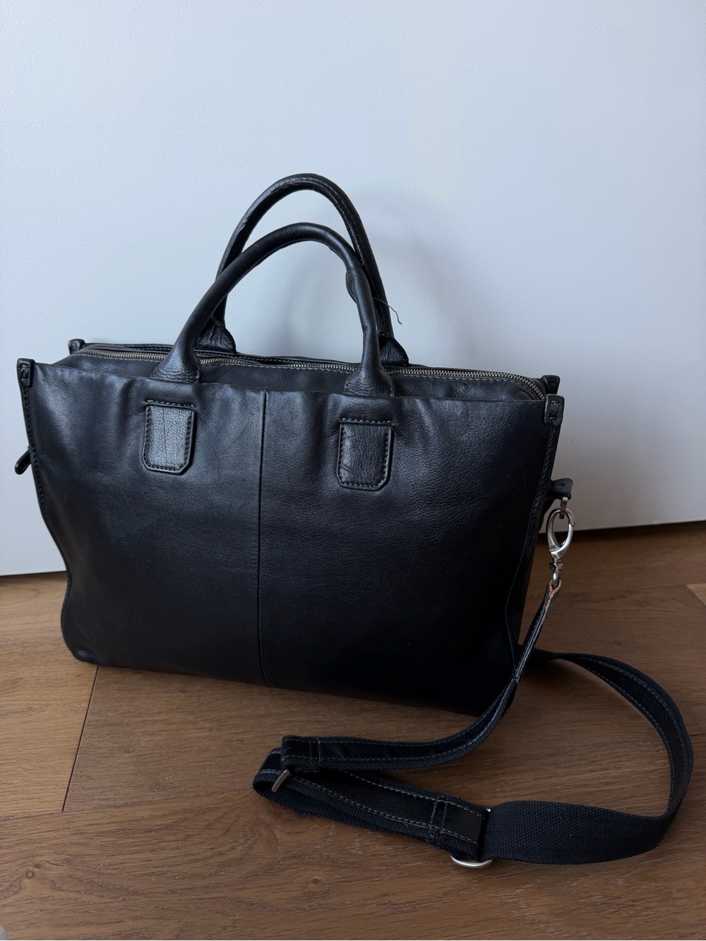 Jack Georges Black Leather Briefcase